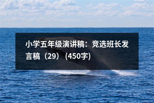 小學(xué)五年級演講稿：競選班長發(fā)言稿（29） (450字)