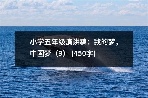 小學(xué)五年級演講稿：我的夢，中國夢（9） (450字)