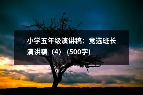 小學(xué)五年級演講稿：競選班長演講稿（4） (500字)