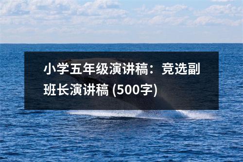 小學(xué)五年級(jí)演講稿：競(jìng)選副班長(zhǎng)演講稿 (500字)