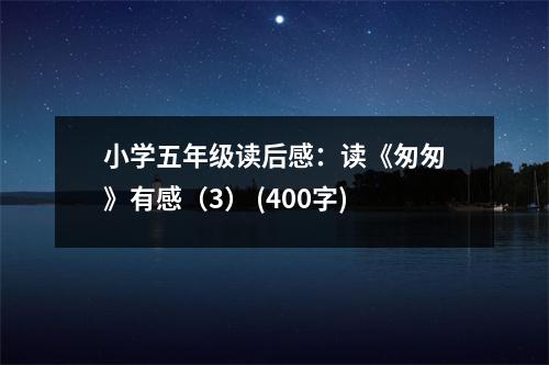 小學(xué)五年級讀后感：讀《匆匆》有感（3） (400字)