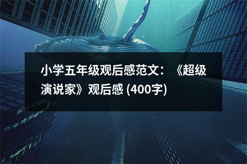 小學(xué)五年級觀后感范文：《超級演說家》觀后感 (400字)