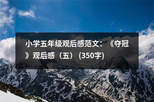 小學(xué)五年級(jí)觀后感范文：《奪冠》觀后感（五） (350字)