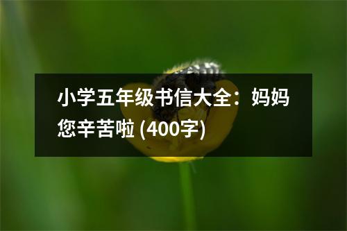 小學五年級書信大全：媽媽您辛苦啦 (400字)