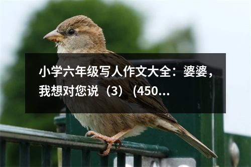 小學六年級寫人作文大全：婆婆，我想對您說（3） (450字)