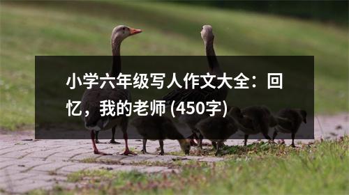 小學(xué)六年級寫人作文大全：回憶，我的老師 (450字)