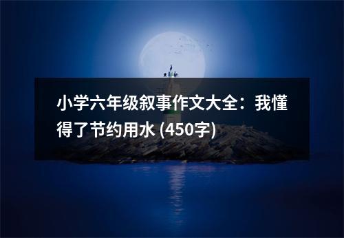 小學六年級敘事作文大全：我懂得了節(jié)約用水 (450字)
