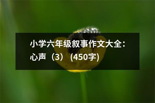 小學六年級敘事作文大全：心聲（3） (450字)