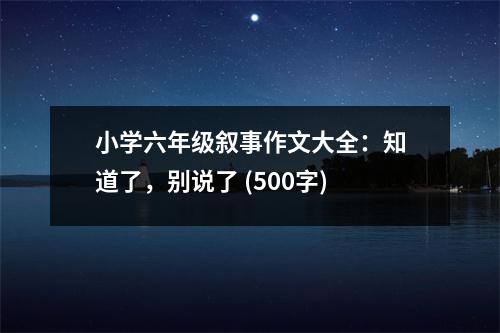 小學(xué)六年級(jí)敘事作文大全：知道了，別說(shuō)了 (500字)