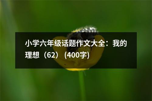 小學六年級話題作文大全：我的理想（62） (400字)