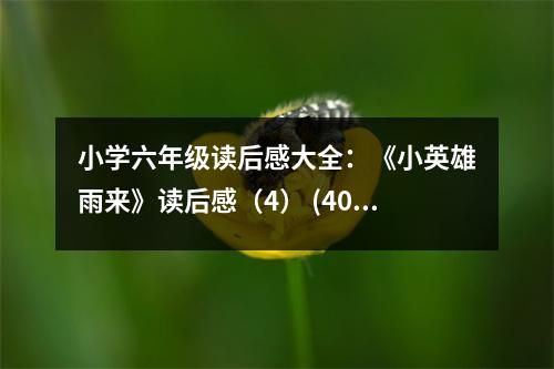 小學六年級讀后感大全：《小英雄雨來》讀后感（4） (400字)