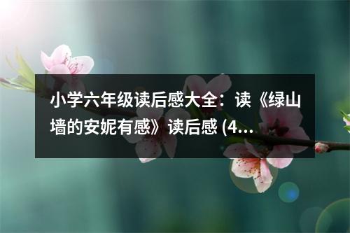 小學(xué)六年級(jí)讀后感大全：讀《綠山墻的安妮有感》讀后感 (400字)