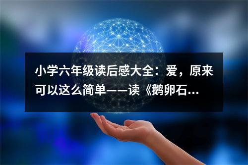 小學(xué)六年級讀后感大全：愛，原來可以這么簡單——讀《鵝卵石》有感六三班周佳棟 (350字)