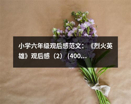 小學(xué)六年級(jí)觀后感范文：《烈火英雄》觀后感（2） (400字)