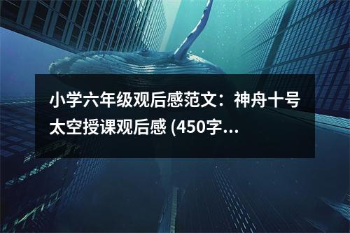 小學六年級觀后感范文：神舟十號太空授課觀后感 (450字)