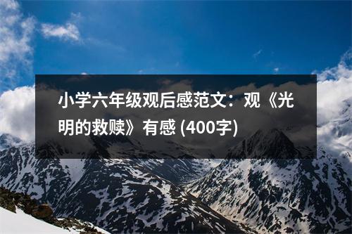 小學六年級觀后感范文：觀《光明的救贖》有感 (400字)