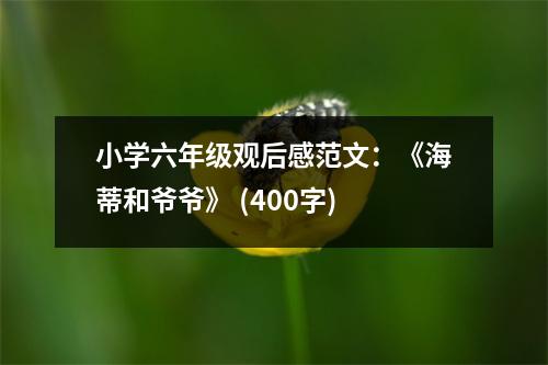 小學(xué)六年級(jí)觀后感范文：《海蒂和爺爺》 (400字)