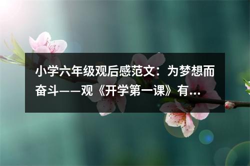 小學(xué)六年級(jí)觀后感范文：為夢(mèng)想而奮斗——觀《開學(xué)第一課》有感 (400字)