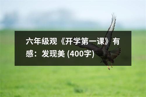 六年級觀《開學(xué)第一課》有感：發(fā)現(xiàn)美 (400字)