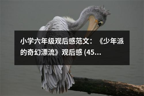 小學(xué)六年級(jí)觀后感范文：《少年派的奇幻漂流》觀后感 (450字)