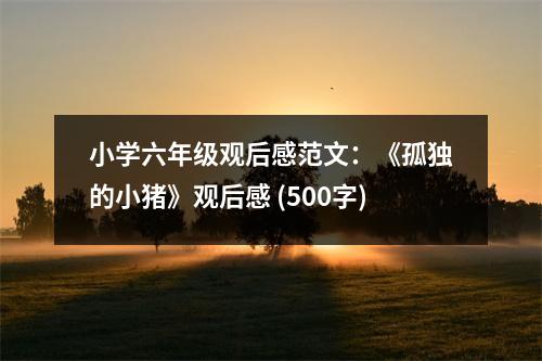 小學(xué)六年級觀后感范文：《孤獨的小豬》觀后感 (500字)
