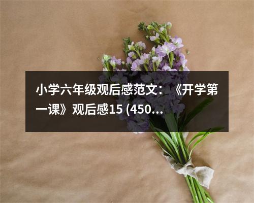 小學(xué)六年級(jí)觀后感范文：《開學(xué)第一課》觀后感15 (450字)