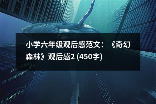 小學(xué)六年級(jí)觀后感范文：《奇幻森林》觀后感2 (450字)