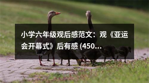 小學(xué)六年級(jí)觀后感范文：觀《亞運(yùn)會(huì)開幕式》后有感 (450字)