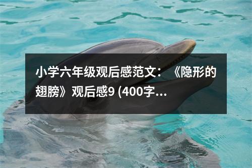 小學(xué)六年級(jí)觀后感范文：《隱形的翅膀》觀后感9 (400字)