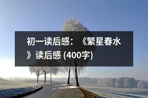 初一讀后感：《繁星春水》讀后感 (400字)