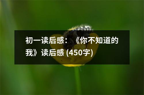 初一讀后感：《你不知道的我》讀后感 (450字)