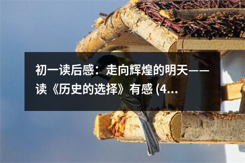 初一讀后感：走向輝煌的明天——讀《歷史的選擇》有感 (450字)