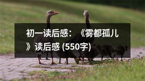 初一讀后感：《霧都孤兒》讀后感 (550字)