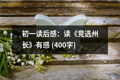 初一讀后感：讀《競選州長》有感 (400字)