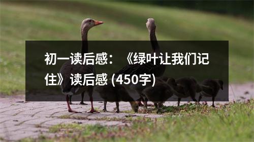 初一讀后感：《綠葉讓我們記住》讀后感 (450字)